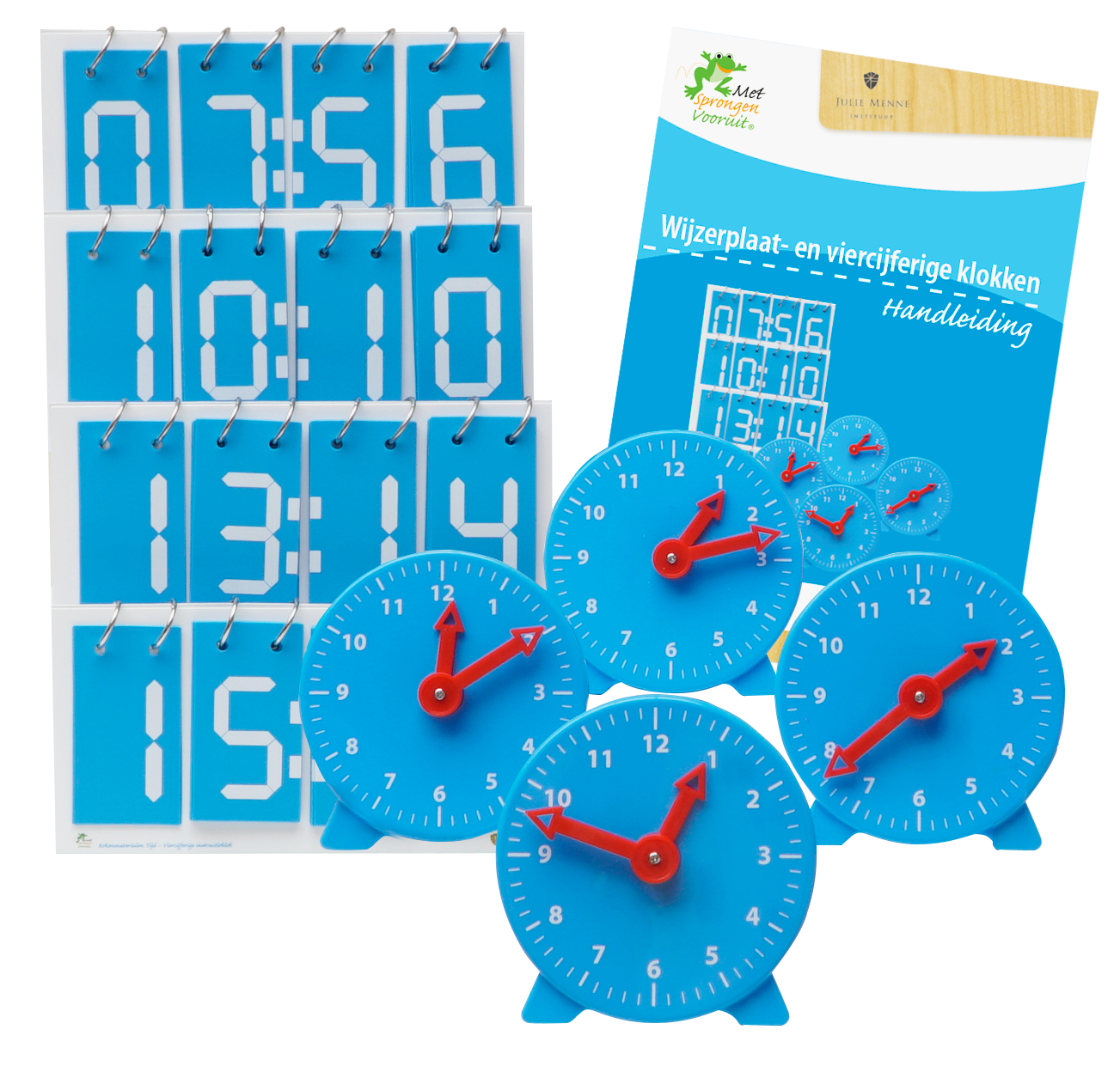 Set wijzerplaatklokken en viercijferige positieklokken