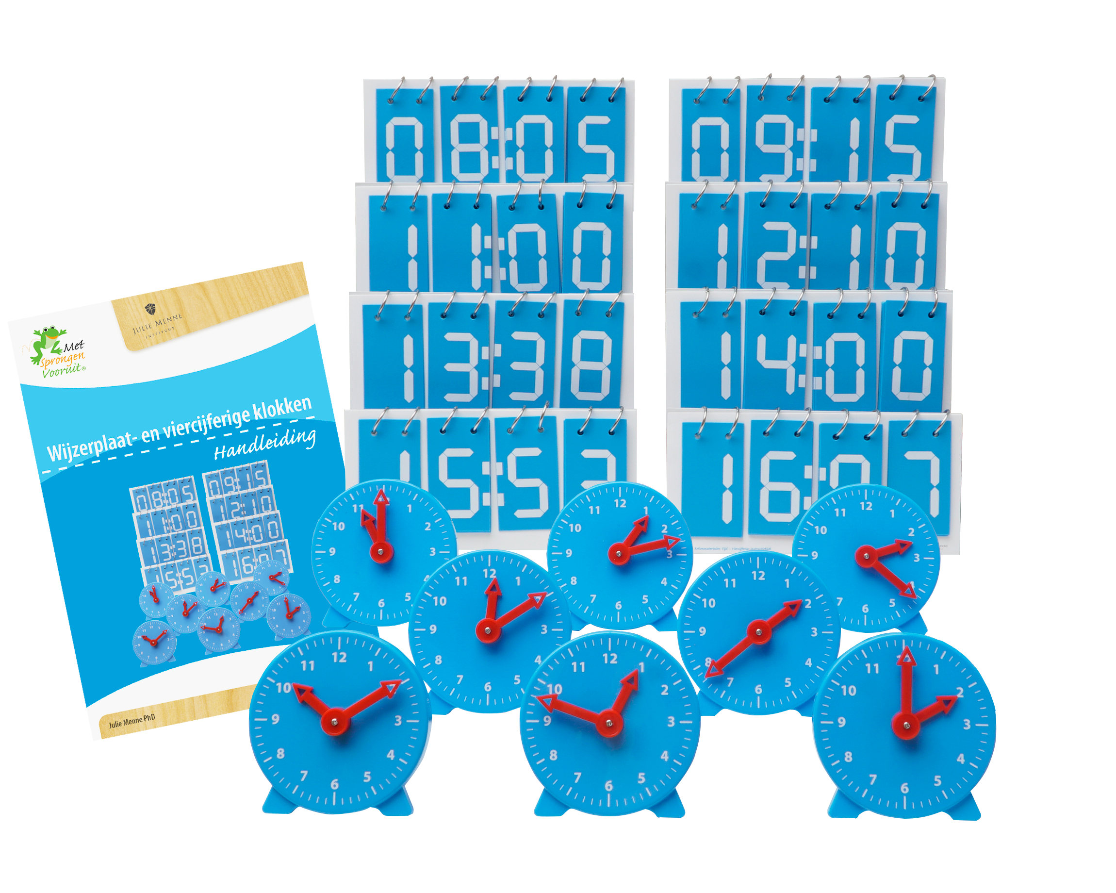Set wijzerplaatklokken en viercijferige positieklokken